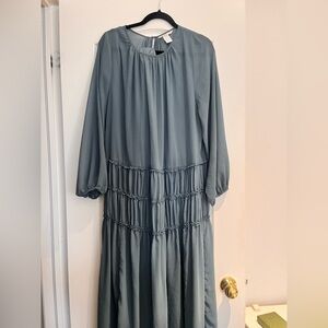H&M Dusty Sage Long Sleeve Midi Dress